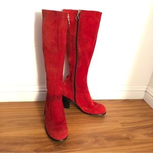 Red suede boots sz 8 (fit like 8.5)